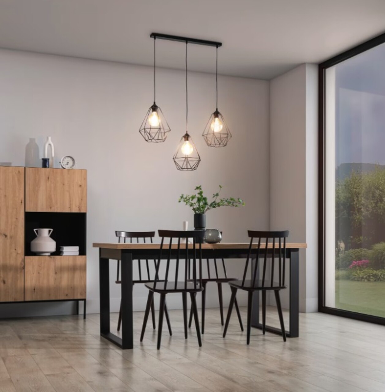 Lustra ELTAP, Bendinni, 74x19x110 cm, 3xE27, 15W, otel, negru - imagine 6